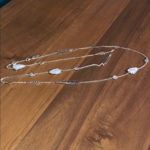Kendra Scott long mother of pearl stone necklace